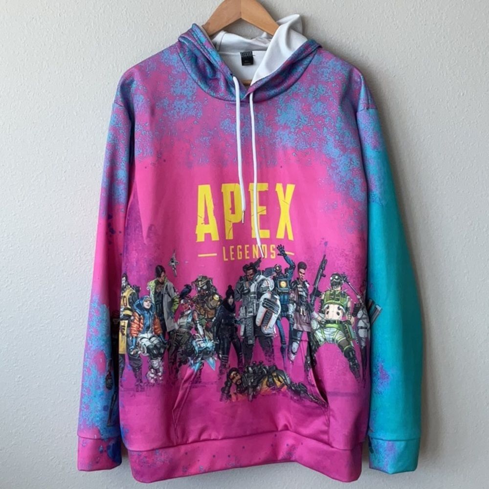 Apex Legends Pink and Blue Hoodie Men’s Size XXL Polyester